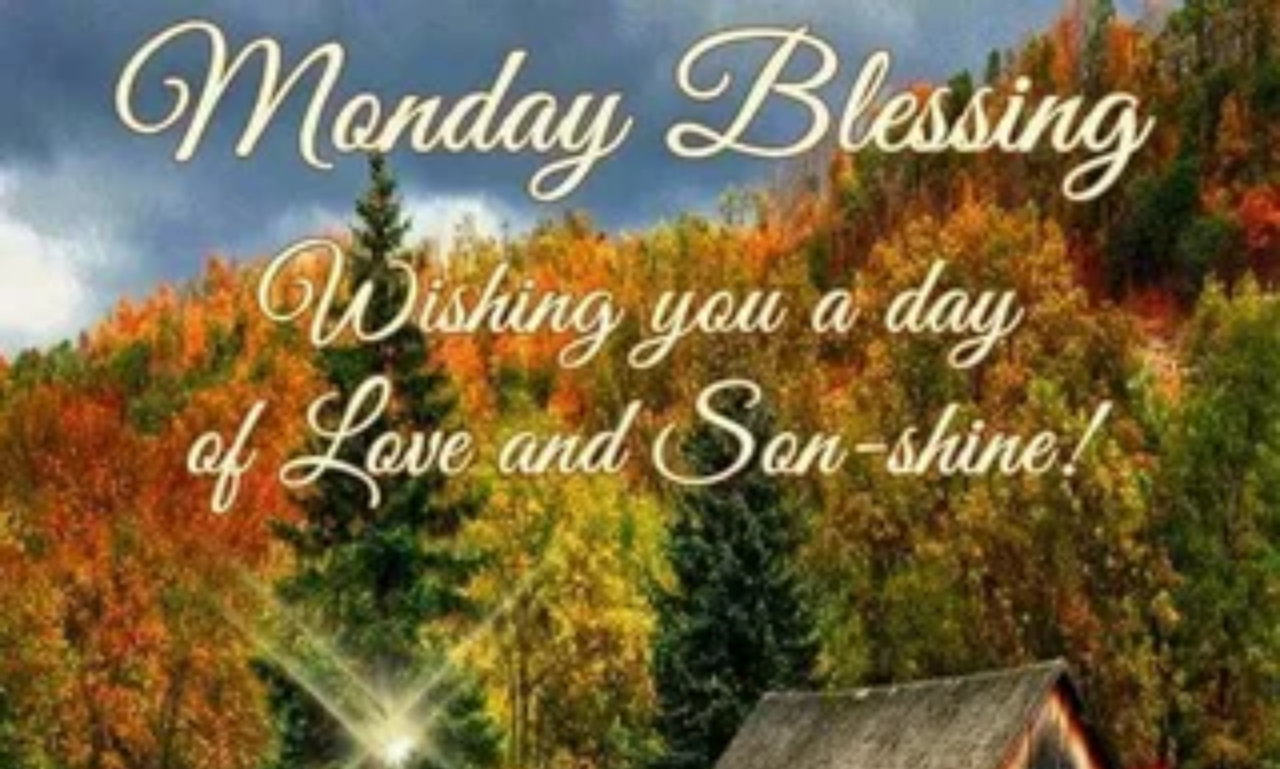 Monday Morning Blessings quote on a serene nature background to inspire faith, gratitude, and a fresh start.