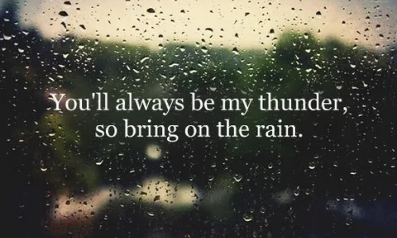 Beautiful rain quotes displayed on a nature scene after a refreshing shower.