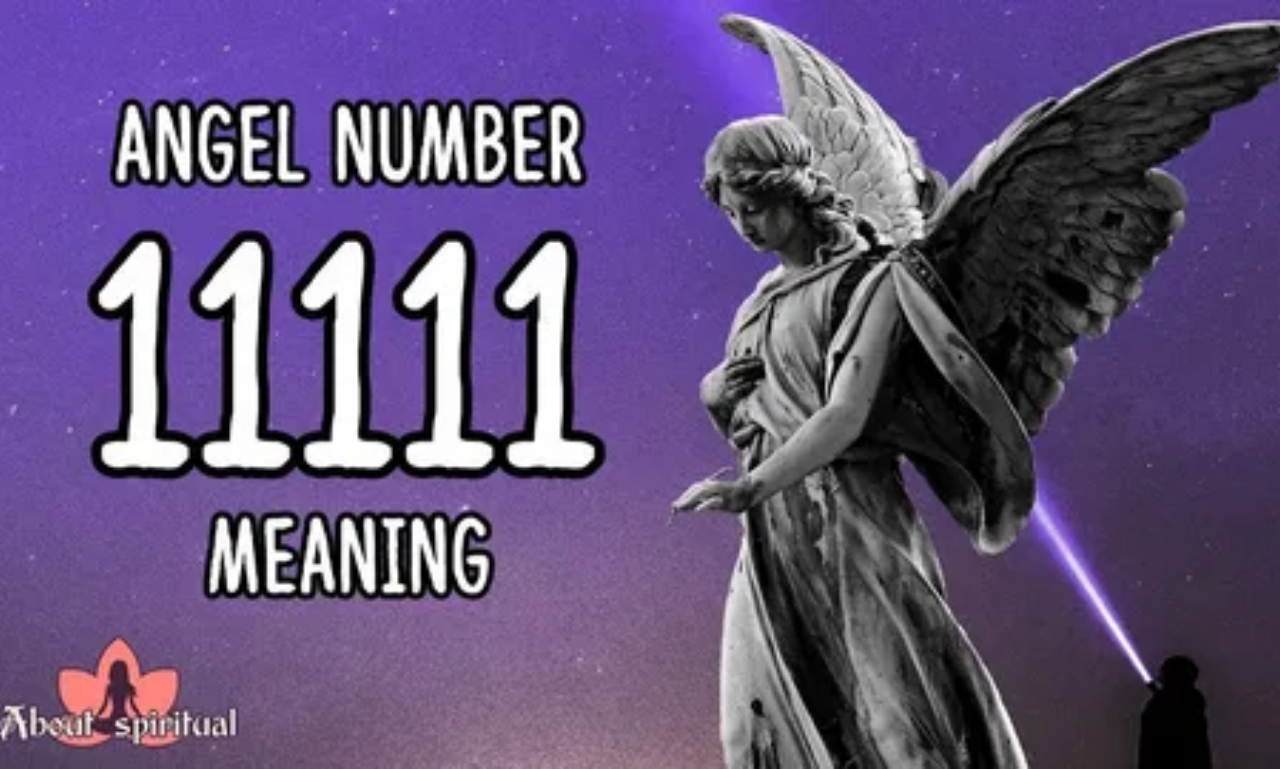 11111 angel number illustration with celestial and spiritual elements