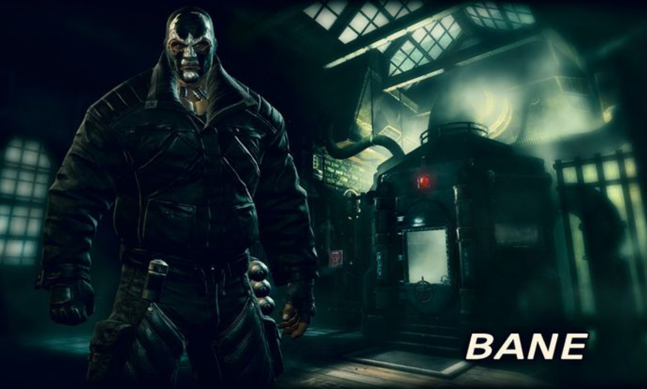 Dark artwork of Bane with an inspiring Batman quote about courage and resilience.