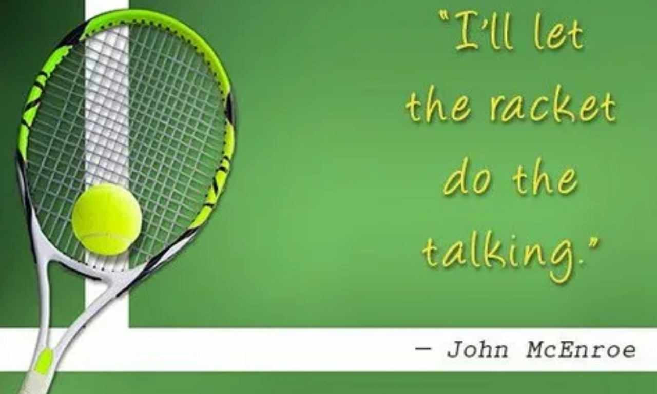 Tennis motivational quotes on a tennis court inspiring players to stay focused and never give up.